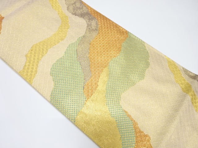 JAPANESE KIMONO / VINTAGE FUKURO OBI / SILK / SAGANISHIKI / WOVEN MICHINAGADORI